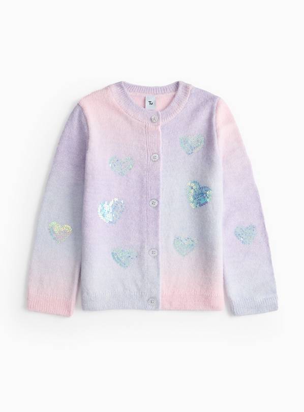 Lilac Ombre Sequin Heart Cardigan 5-6 years